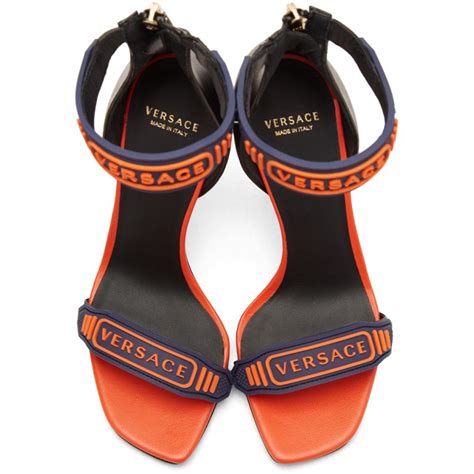 versace logo strap sandals orange|versace slip on sandals women's.